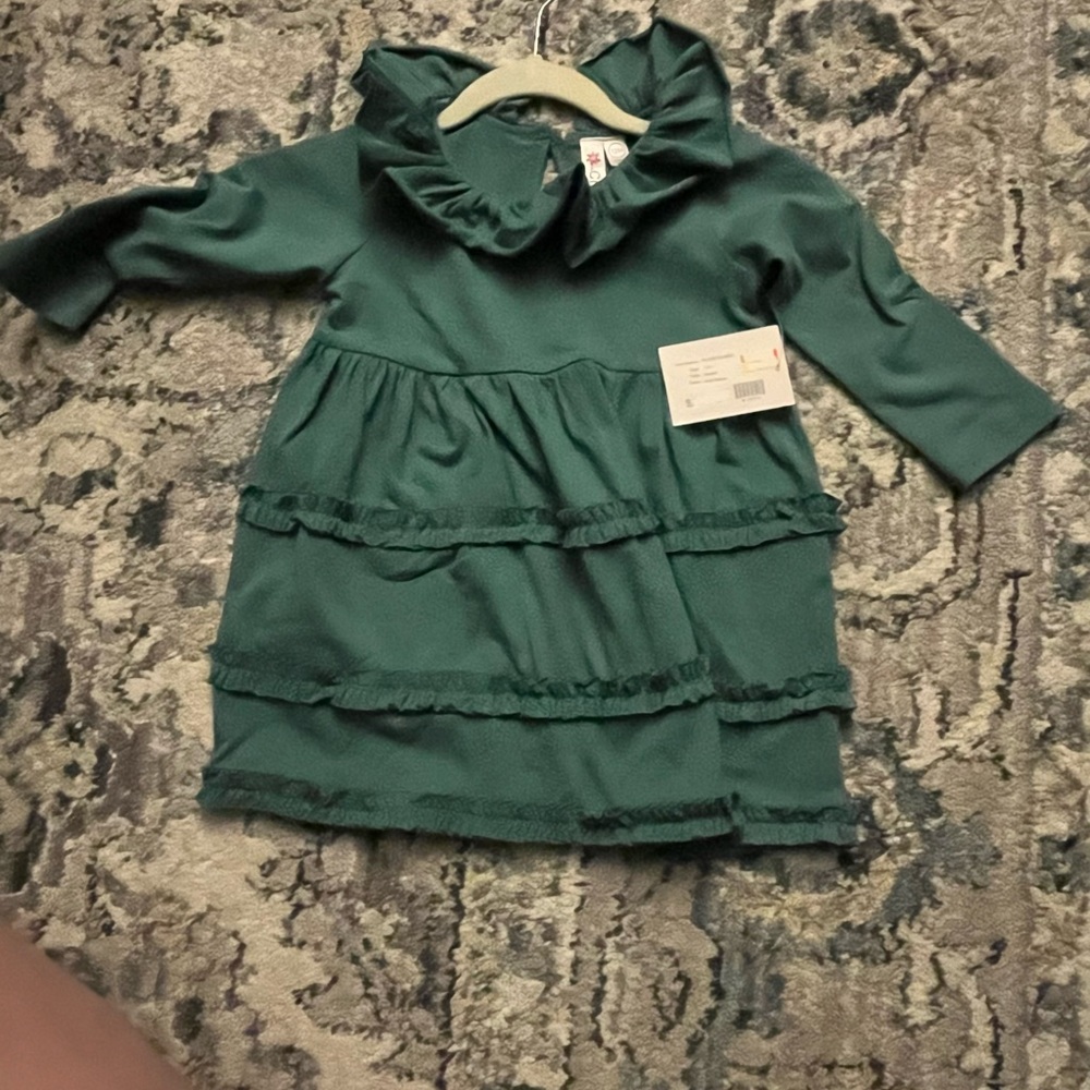Green Ruffled Kids Dress
